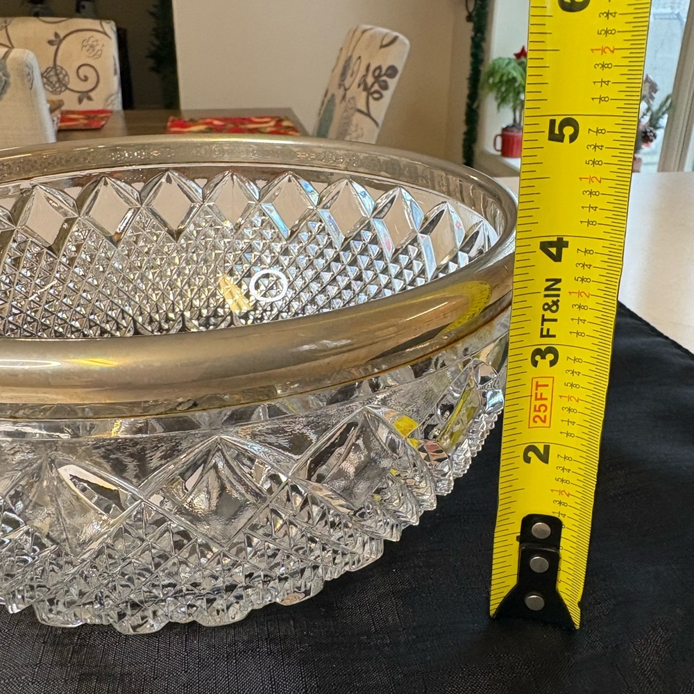 Sale🔥🔥Vintage F.B. Rogers Silver Co 24% Leas Crystal Bowl With Silver-Plated Rim - Picture 4 of 5